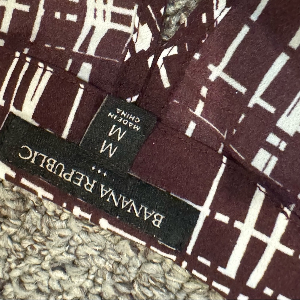 Banana Republic Burgundy and White Plaid cutout back top - Picture 4 of 6